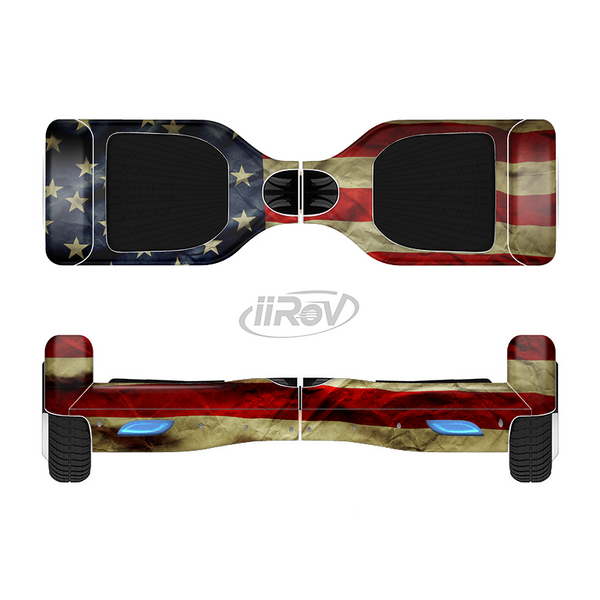 The Dark Wrinkled American Flag Full-Body Skin Set for the Smart Drifting SuperCharged iiRov HoverBoard