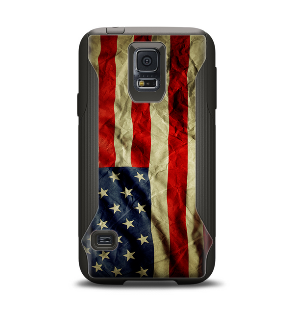 The Dark Wrinkled American Flag Samsung Galaxy S5 Otterbox Commuter Case Skin Set