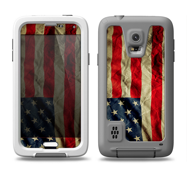 The Dark Wrinkled American Flag Samsung Galaxy S5 LifeProof Fre Case Skin Set