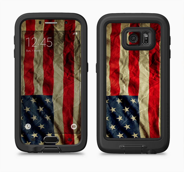 The Dark Wrinkled American Flag Full Body Samsung Galaxy S6 LifeProof Fre Case Skin Kit