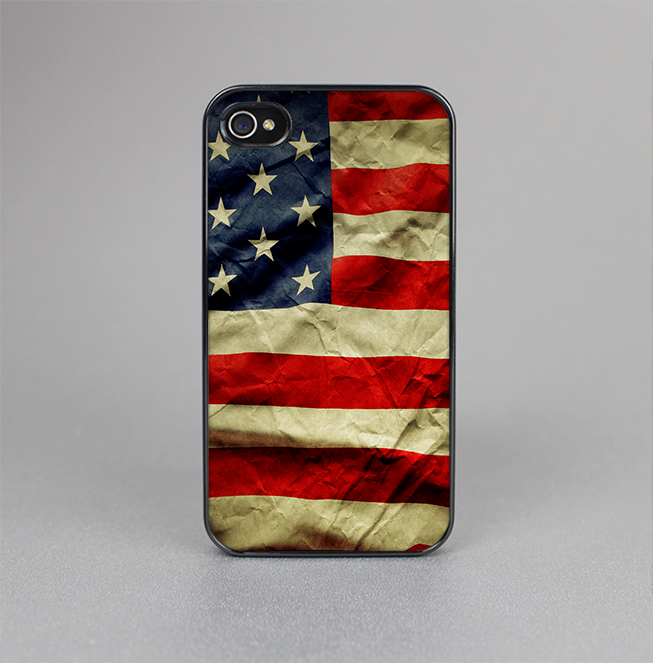 The Dark Wrinkled American Flag Skin-Sert for the Apple iPhone 4-4s Skin-Sert Case