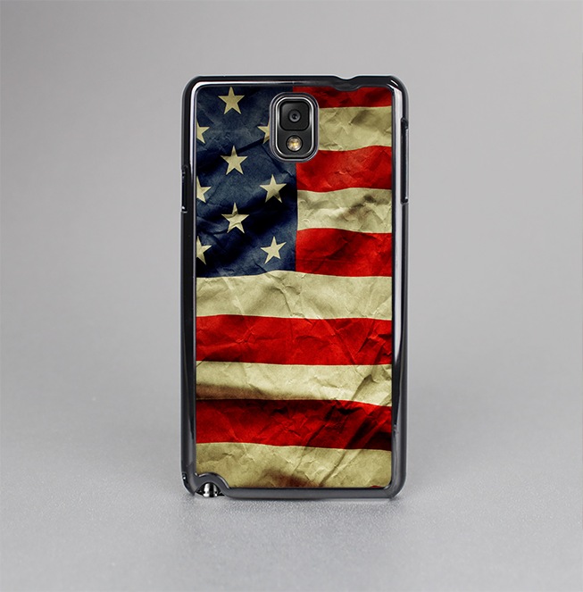 The Dark Wrinkled American Flag Skin-Sert Case for the Samsung Galaxy Note 3