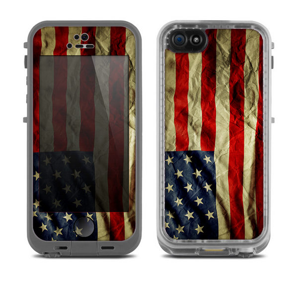 The Dark Wrinkled American Flag Skin for the Apple iPhone 5c LifeProof Fre Case