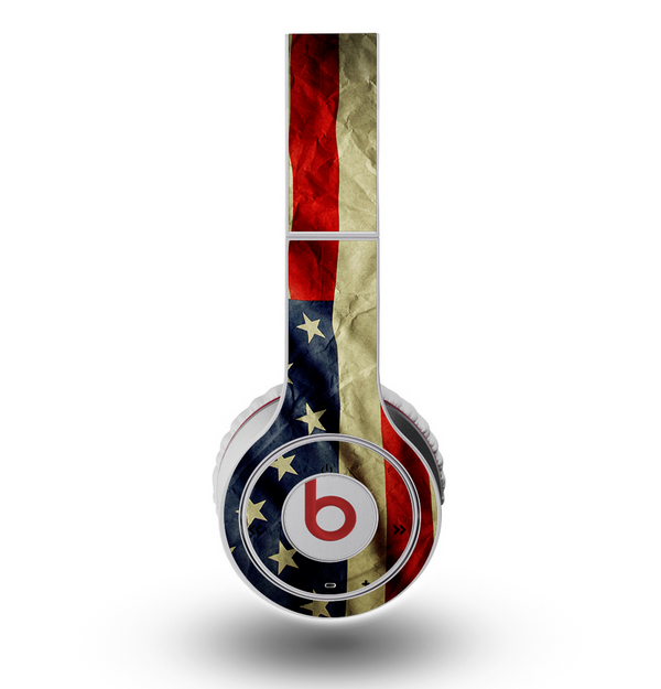 The Dark Wrinkled American Flag Skin for the Original Beats by Dre Wireless Headphones