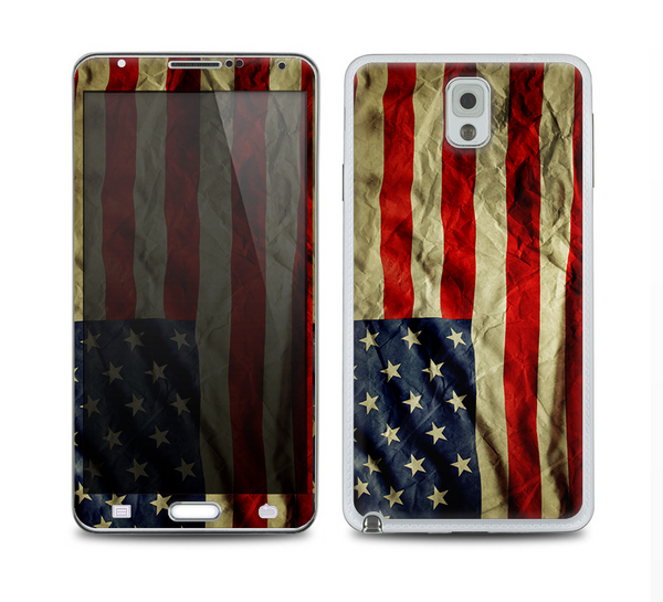The Dark Wrinkled American Flag Skin for the Samsung Galaxy Note 3