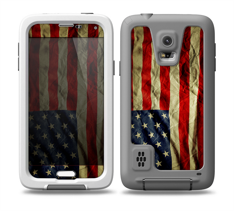 The Dark Wrinkled American Flag Skin for the Samsung Galaxy S5 frē LifeProof Case