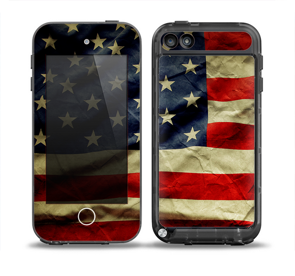 The Dark Wrinkled American Flag Skin for the iPod Touch 5th Generation frē LifeProof Case