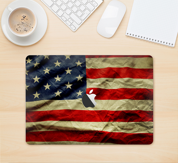 The Dark Wrinkled American Flag Skin Kit for the 12" Apple MacBook (A1534)