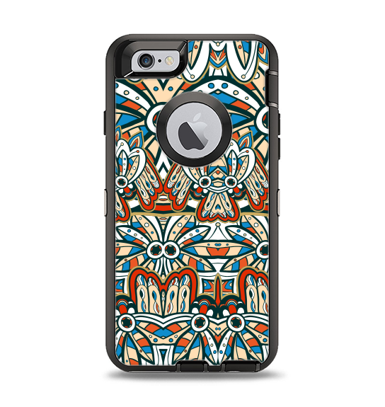 The Decorative Blue & Red Aztec Pattern Apple iPhone 6 Otterbox Defender Case Skin Set