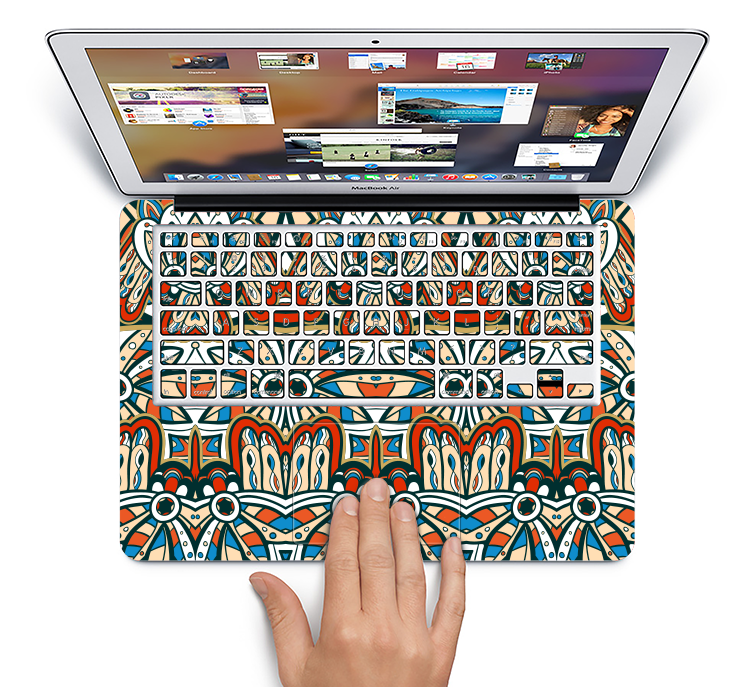 The Decorative Blue & Red Aztec Pattern Skin Set for the Apple MacBook Air 13"