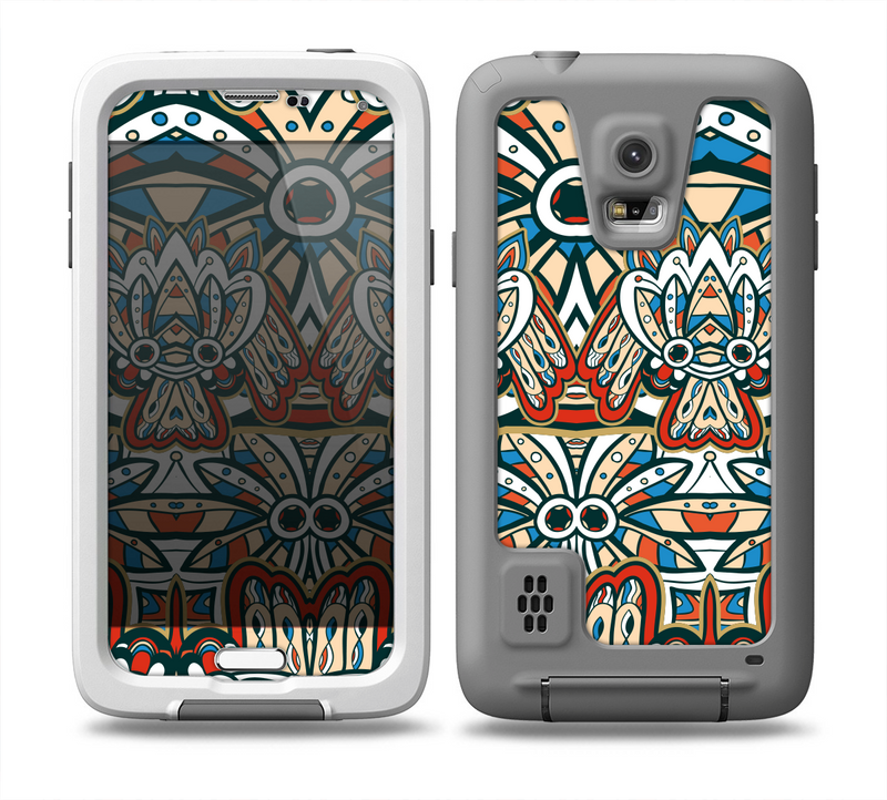 The Decorative Blue & Red Aztec Pattern Skin for the Samsung Galaxy S5 frē LifeProof Case