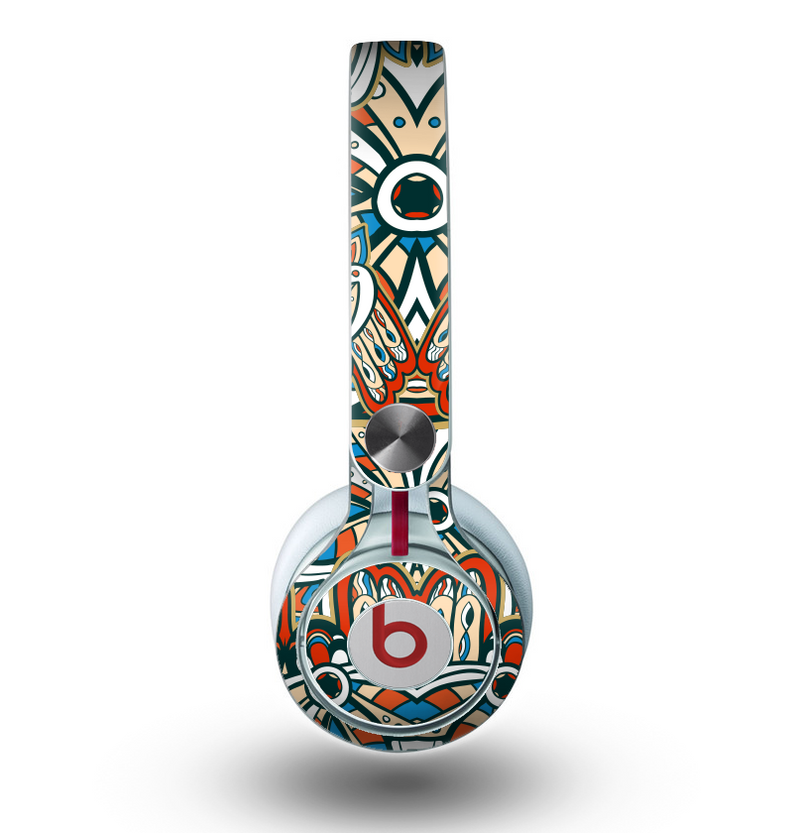 The Decorative Blue & Red Aztec Pattern Skin for the Beats by Dre Mixr Headphones