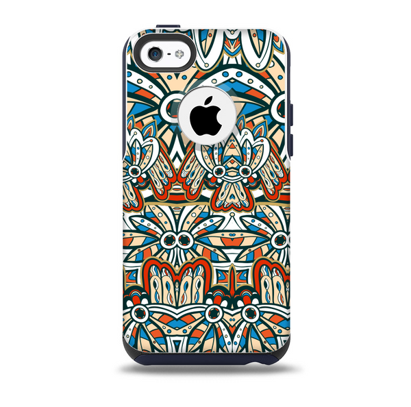 The Decorative Blue & Red Aztec Pattern Skin for the iPhone 5c OtterBox Commuter Case