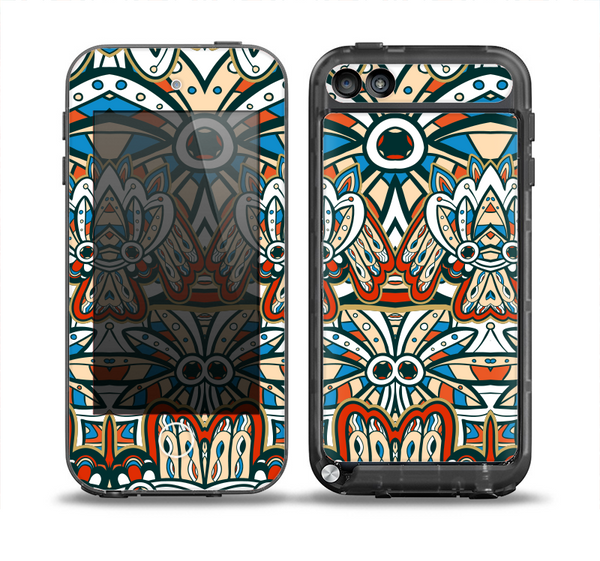 The Decorative Blue & Red Aztec Pattern Skin for the iPod Touch 5th Generation frē LifeProof Case