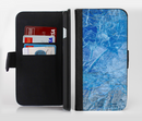 The Deep Blue Ice Texture Ink-Fuzed Leather Folding Wallet Credit-Card Case for the Apple iPhone 6/6s, 6/6s Plus, 5/5s and 5c