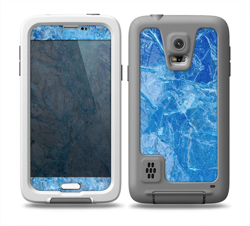 The Deep Blue Ice Texture Skin for the Samsung Galaxy S5 frē LifeProof Case