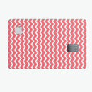 The Deep Pink and White Chevron Pattern - Premium Protective Decal Skin-Kit for the Apple Credit Card