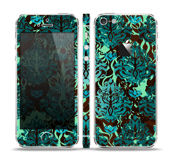 The Delicate Abstract Green Pattern Skin Set for the Apple iPhone 5
