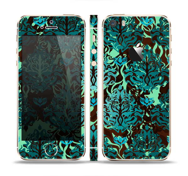 The Delicate Abstract Green Pattern Skin Set for the Apple iPhone 5s