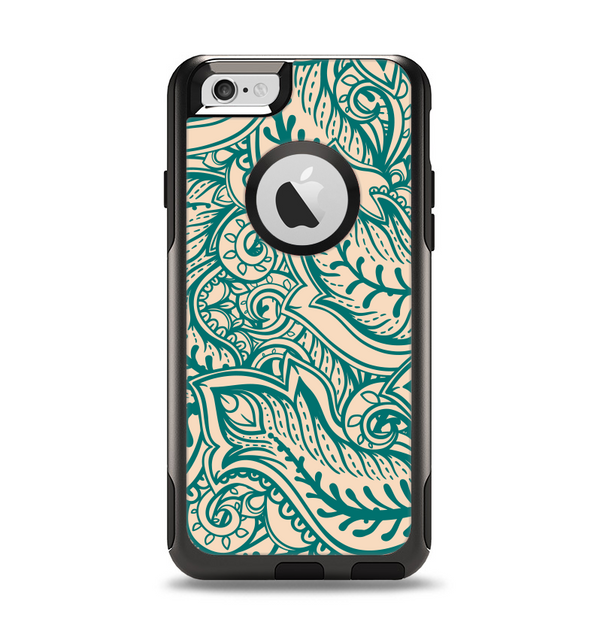 The Delicate Green & Tan Floral Lace Apple iPhone 6 Otterbox Commuter Case Skin Set