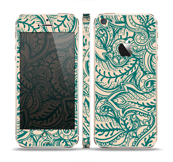 The Delicate Green & Tan Floral Lace Skin Set for the Apple iPhone 5s