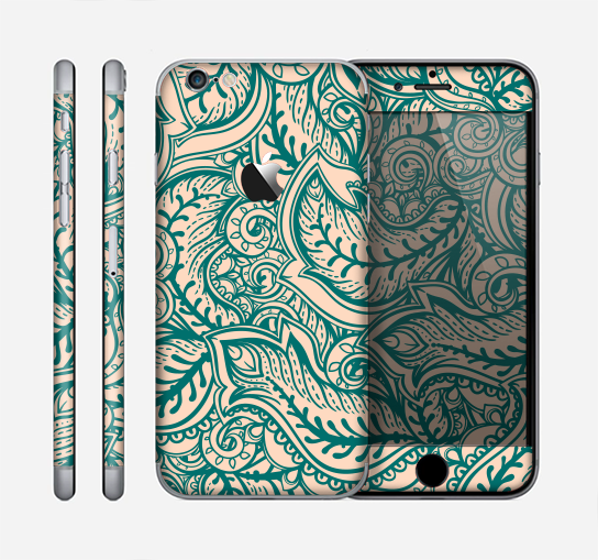 The Delicate Green & Tan Floral Lace Skin for the Apple iPhone 6