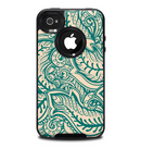 The Delicate Green & Tan Floral Lace Skin for the iPhone 4-4s OtterBox Commuter Case