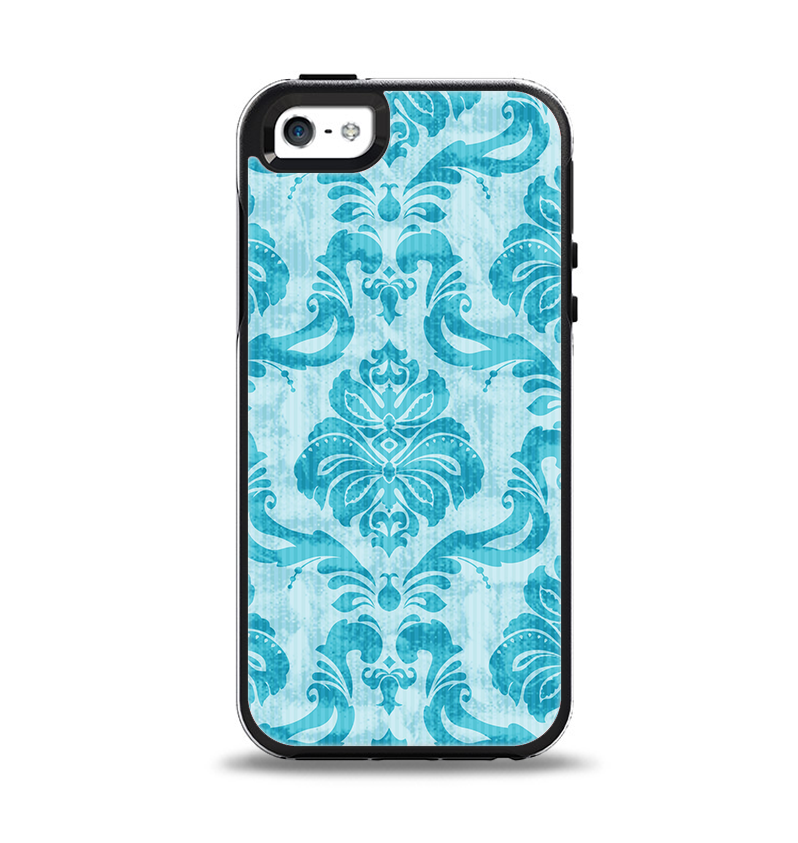 The Delicate Trendy Blue Pattern V4 Apple iPhone 5-5s Otterbox Symmetry Case Skin Set