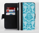 The Delicate Trendy Blue Pattern V4 Ink-Fuzed Leather Folding Wallet Credit-Card Case for the Apple iPhone 6/6s, 6/6s Plus, 5/5s and 5c