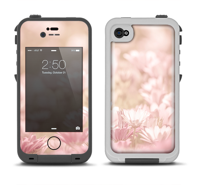 The Distant Pink Flowerland Apple iPhone 4-4s LifeProof Fre Case Skin Set