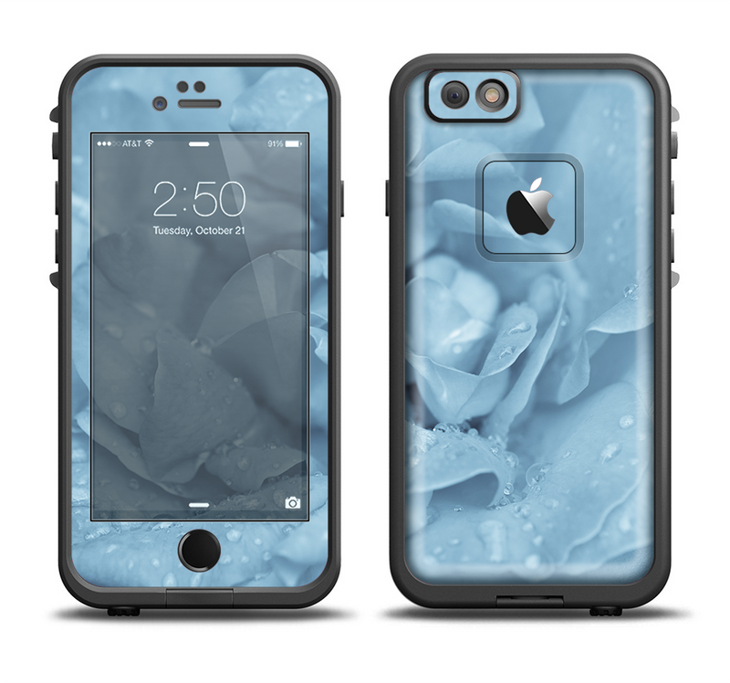 The Drenched Blue Rose Apple iPhone 6/6s Plus LifeProof Fre Case Skin Set