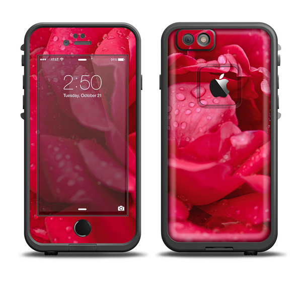 The Drenched Red Rose Apple iPhone 6 LifeProof Fre Case Skin Set