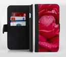 The Drenched Red Rose Ink-Fuzed Leather Folding Wallet Credit-Card Case for the Apple iPhone 6/6s, 6/6s Plus, 5/5s and 5c