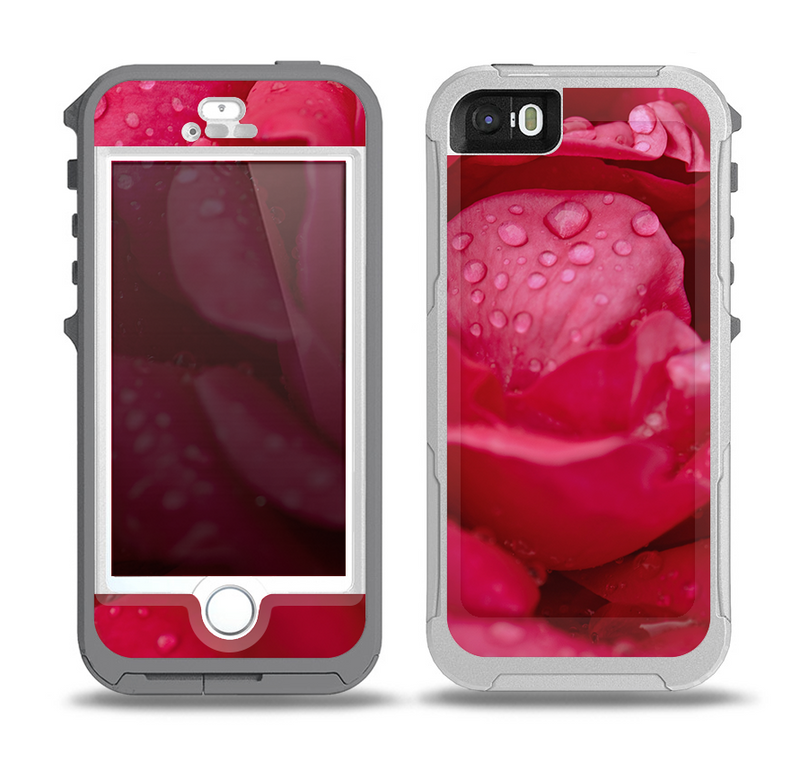 The Drenched Red Rose Skin for the iPhone 5-5s OtterBox Preserver WaterProof Case