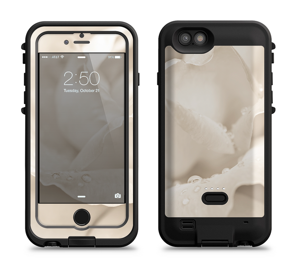The Drenched White Rose Apple iPhone 6/6s LifeProof Fre POWER Case Skin Set