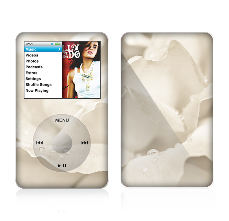 The Drenched White Rose Skin For The Apple iPod Classic