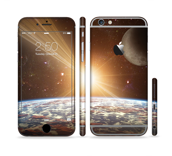 The Earth, Moon and Sun Space Scene Sectioned Skin Series for the Apple iPhone 6 Plus