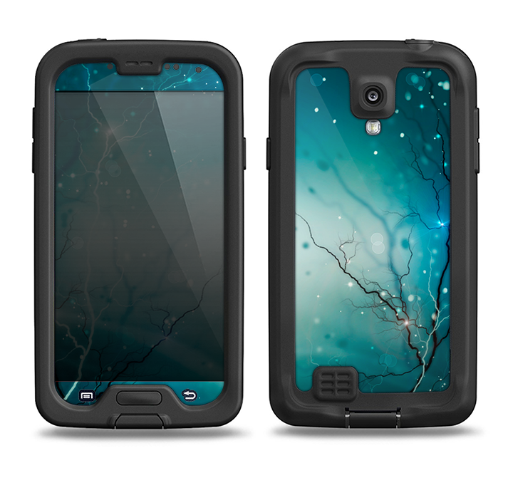 The Electric Teal Volts Samsung Galaxy S4 LifeProof Fre Case Skin Set