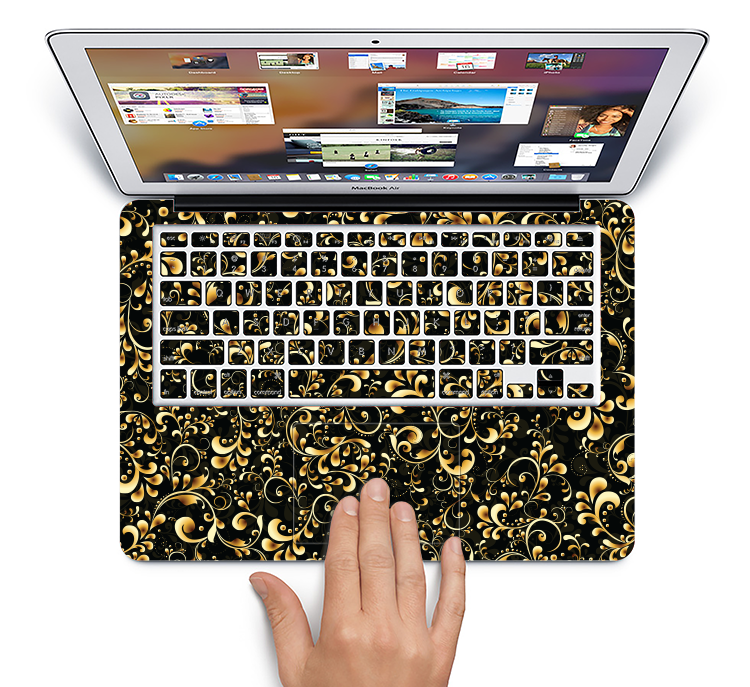 The Elegant Golden Swirls Skin Set for the Apple MacBook Pro 15" with Retina Display