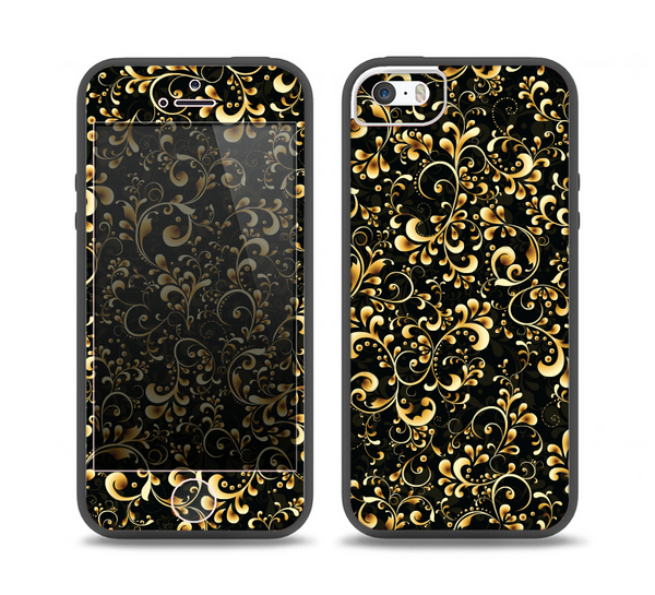 The Elegant Golden Swirls Skin Set for the iPhone 5-5s Skech Glow Case