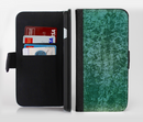The Emerald Green Choppy Pattern Ink-Fuzed Leather Folding Wallet Credit-Card Case for the Apple iPhone 6/6s, 6/6s Plus, 5/5s and 5c