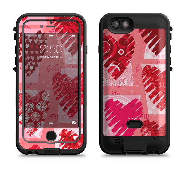 The Etched Heart Layer Pattern Apple iPhone 6/6s LifeProof Fre POWER Case Skin Set