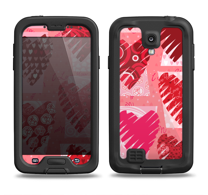The Etched Heart Layer Pattern Samsung Galaxy S4 LifeProof Nuud Case Skin Set