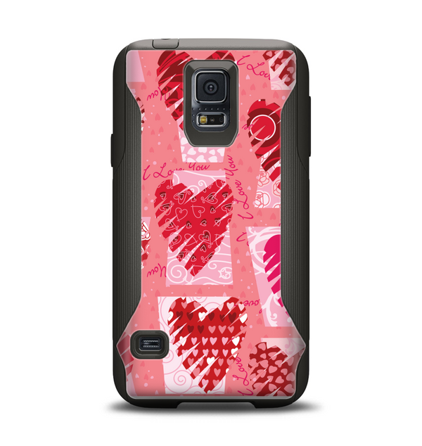 The Etched Heart Layer Pattern Samsung Galaxy S5 Otterbox Commuter Case Skin Set