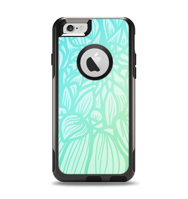 The Faded Blue & Green Subtle Floral Apple iPhone 6 Otterbox Commuter Case Skin Set