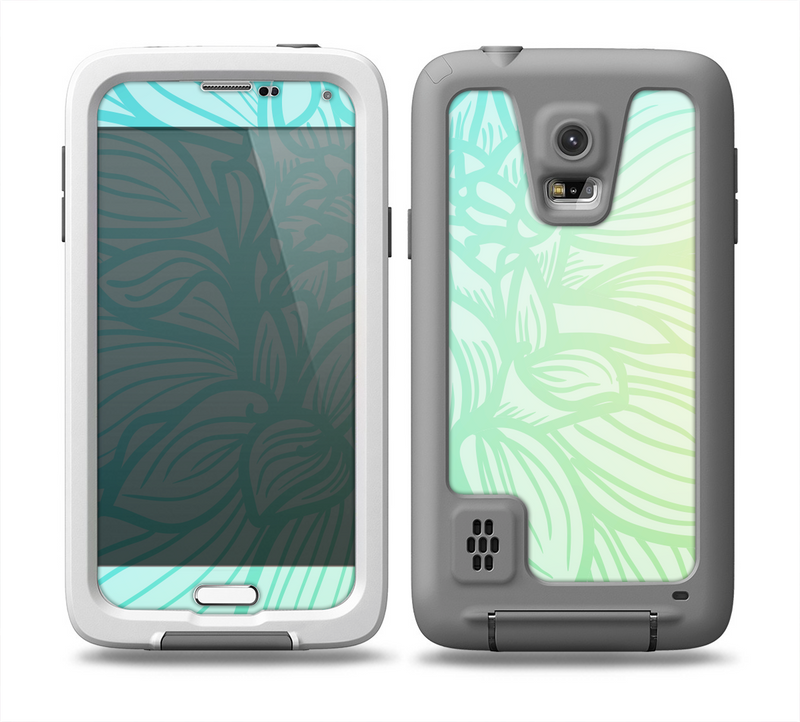 The Faded Blue & Green Subtle Floral Skin for the Samsung Galaxy S5 frē LifeProof Case