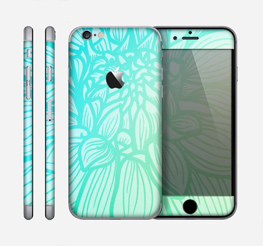 The Faded Blue & Green Subtle Floral Skin for the Apple iPhone 6