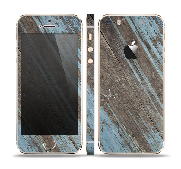 The Faded Blue Paint on Wood Skin Set for the Apple iPhone 5s