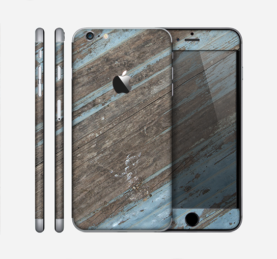 The Faded Blue Paint on Wood Skin for the Apple iPhone 6 Plus