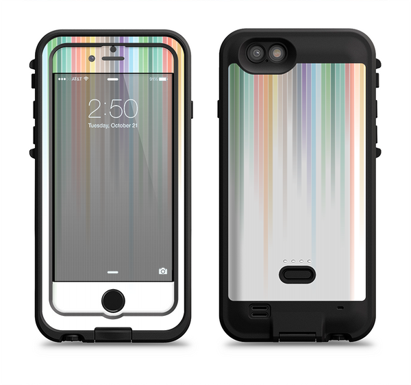 The Faded Pastel Color-Stripes Apple iPhone 6/6s LifeProof Fre POWER Case Skin Set